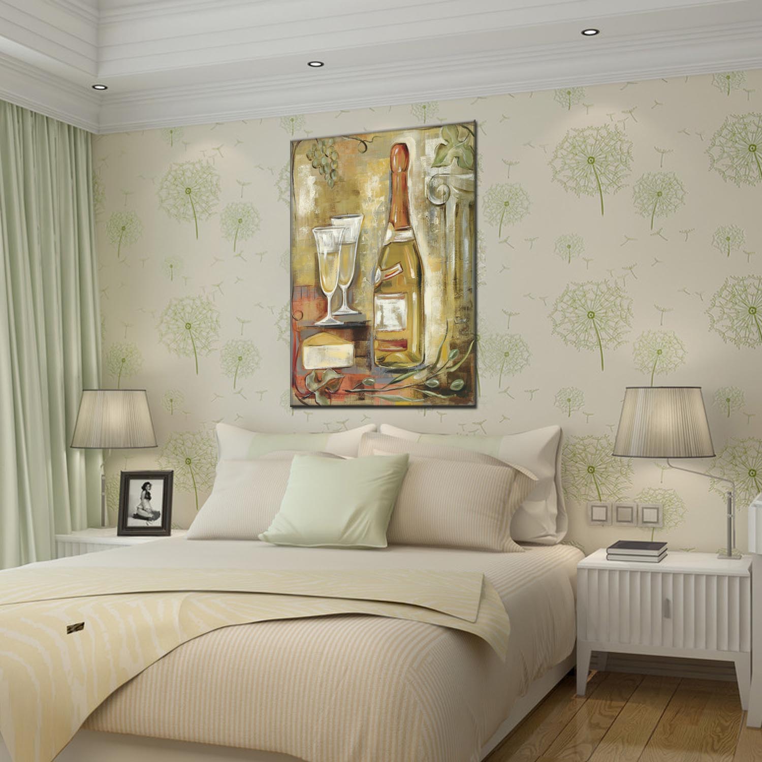 Wine bottle series oilpainting decorative paintings, apartment and hotel matching paintings, one-piece consignment factory, oilpainting, living room and dining room triptyl decorative paintings, landscape abstract modern style, customizable oilpainting styles, Jiusheng pic 5