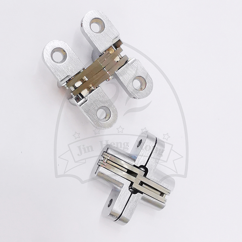 Cross hinge concealed folding door hinge thickened solid concealed Zinc-alloy chrome plated 180 degree countertop hinge Item Picture