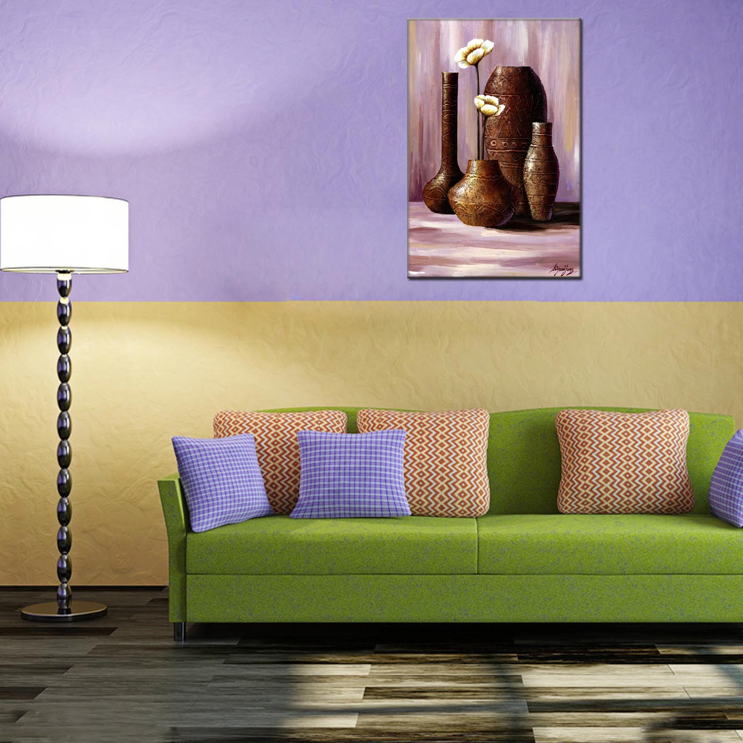 Vase 2 oilpainting Decorative Painting, Apartment and hotel matching painting, one-piece consignment factory, Oil Painting, living room and dining room triptyl Decorative painting, landscape Abstract Modern style, customizable oilpainting styles, Jiusheng pic 9