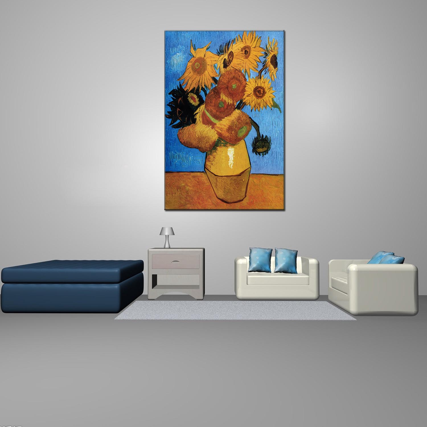 向日葵油画装饰画公寓酒店配画一件代发工厂oilpainting客厅餐厅三联画装饰画风景抽象现代风格可定油画款式多样 九晟详情10