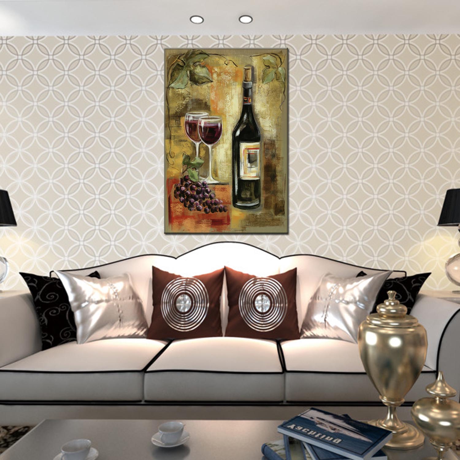 Wine bottle series oilpainting decorative paintings, apartment and hotel matching paintings, one-piece consignment factory, oilpainting, living room and dining room triptyl decorative paintings, landscape abstract modern style, customizable oilpainting styles, Jiusheng pic 11