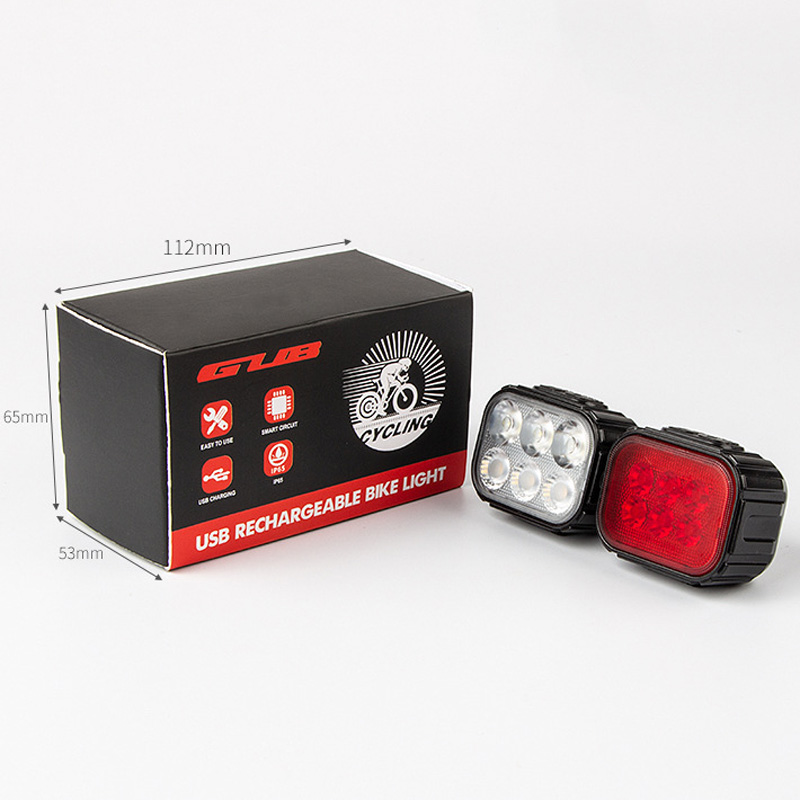 220908 kit de luz USB recargable Q6 faros de bicicleta kit de luz trasera faros de bicicleta de montaña advertencia de seguridad luz trasera luz combinada delantera y trasera details Picture