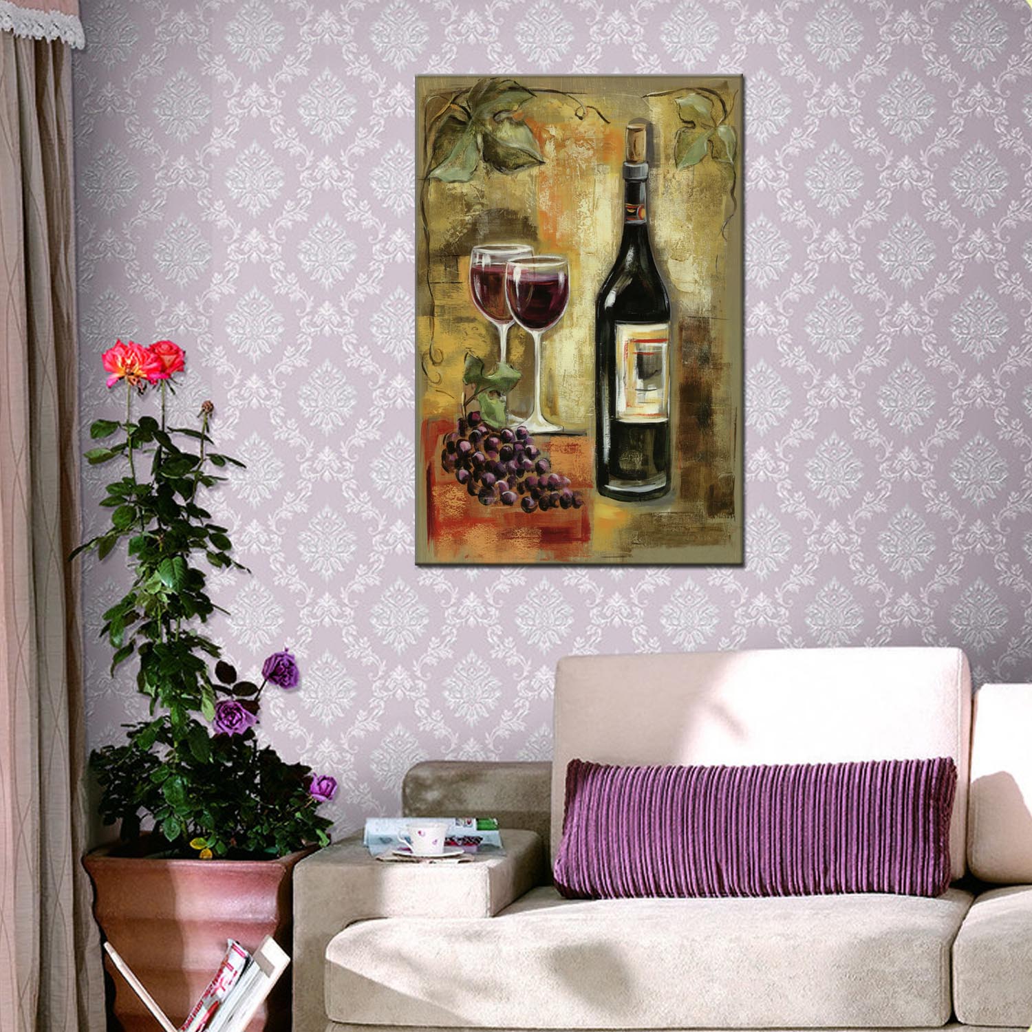 Wine bottle series oilpainting decorative paintings, apartment and hotel matching paintings, one-piece consignment factory, oilpainting, living room and dining room triptyl decorative paintings, landscape abstract modern style, customizable oilpainting styles, Jiusheng pic 10