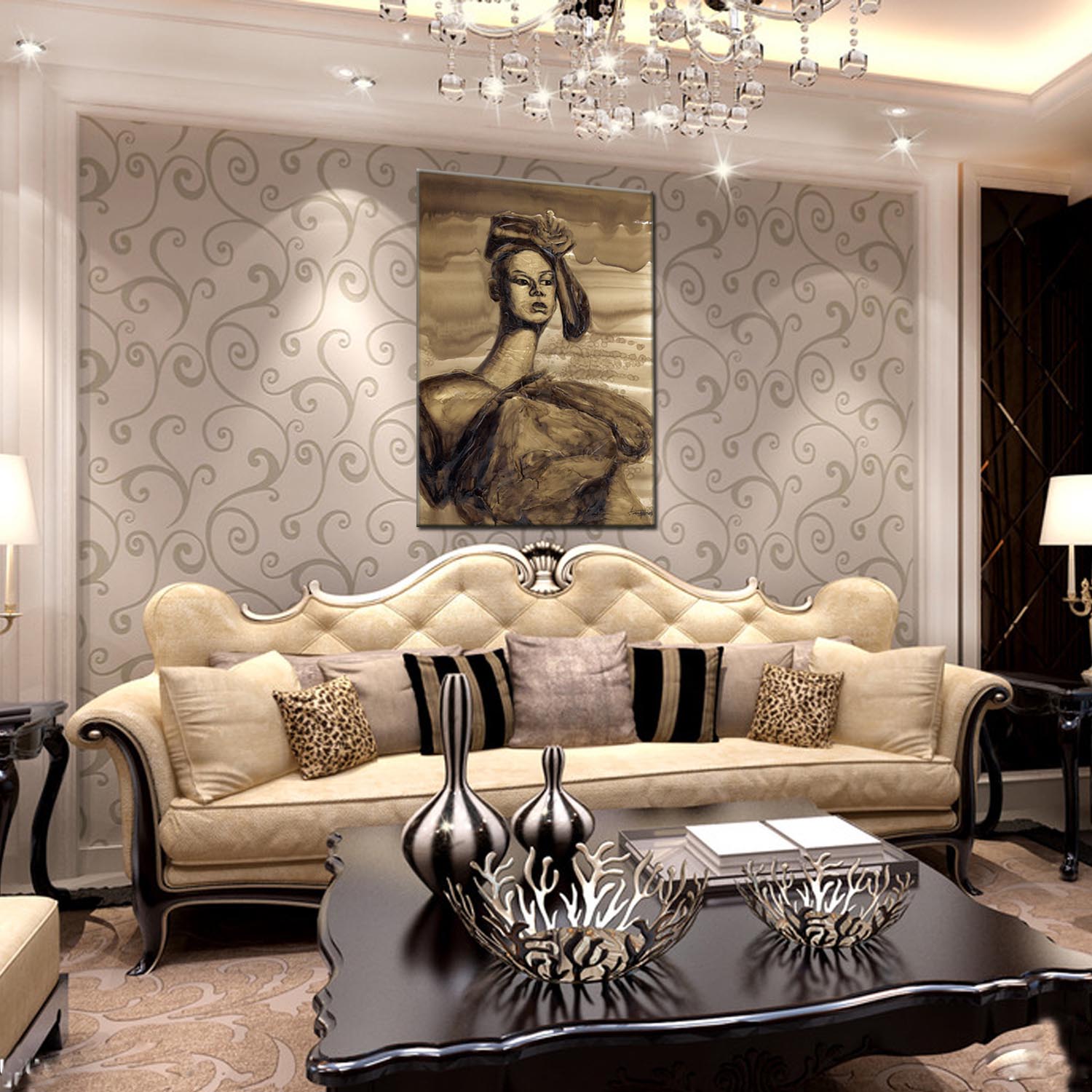 Figure oilpainting decorative paintings, apartment and hotel matching paintings, one-piece consignment factory, oilpainting, living room and dining room triptyl decorative paintings, landscape abstract modern style, customizable oilpainting styles, Jiusheng pic 24