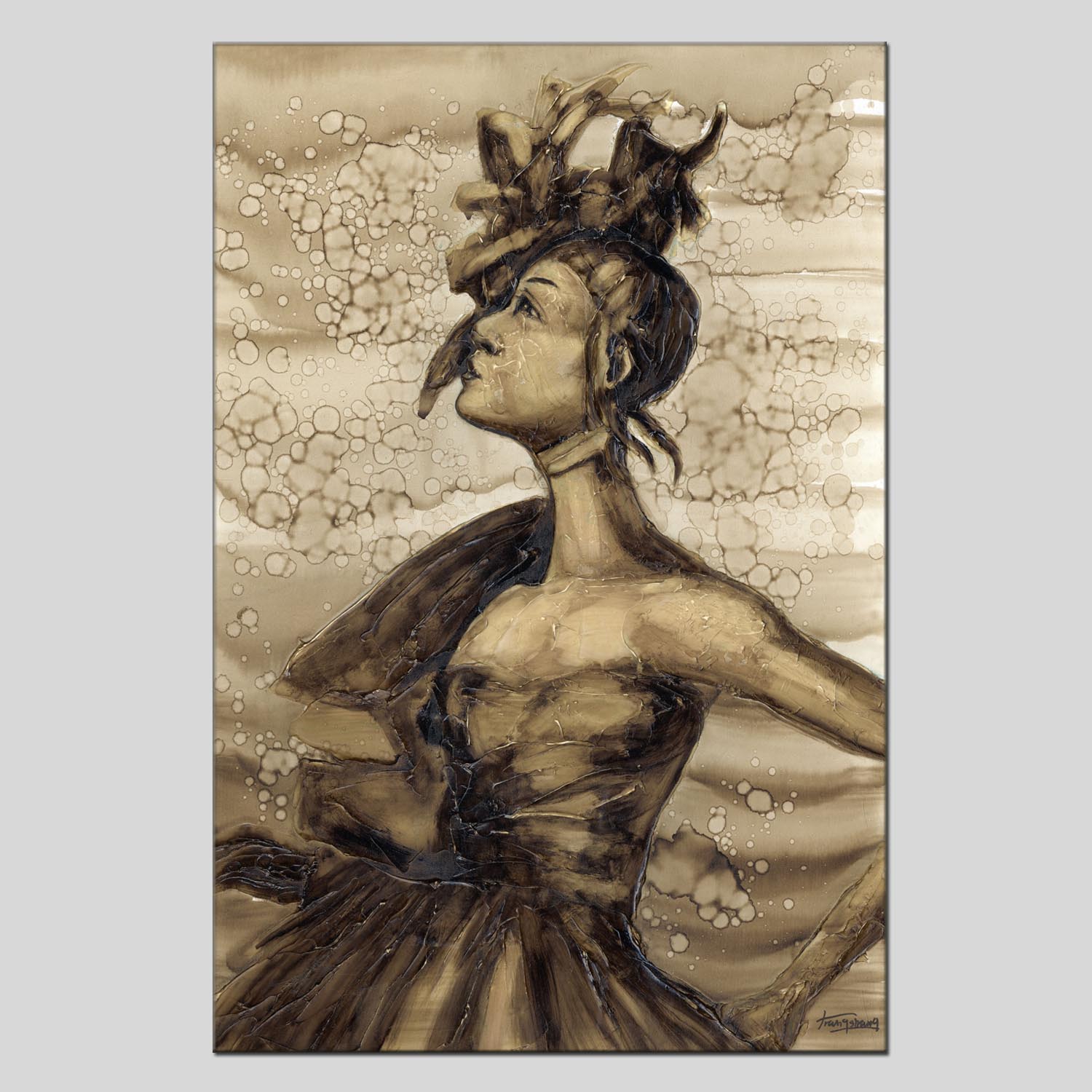 Figure oilpainting decorative paintings, apartment and hotel matching paintings, one-piece consignment factory, oilpainting, living room and dining room triptyl decorative paintings, landscape abstract modern style, customizable oilpainting styles, Jiusheng pic 2