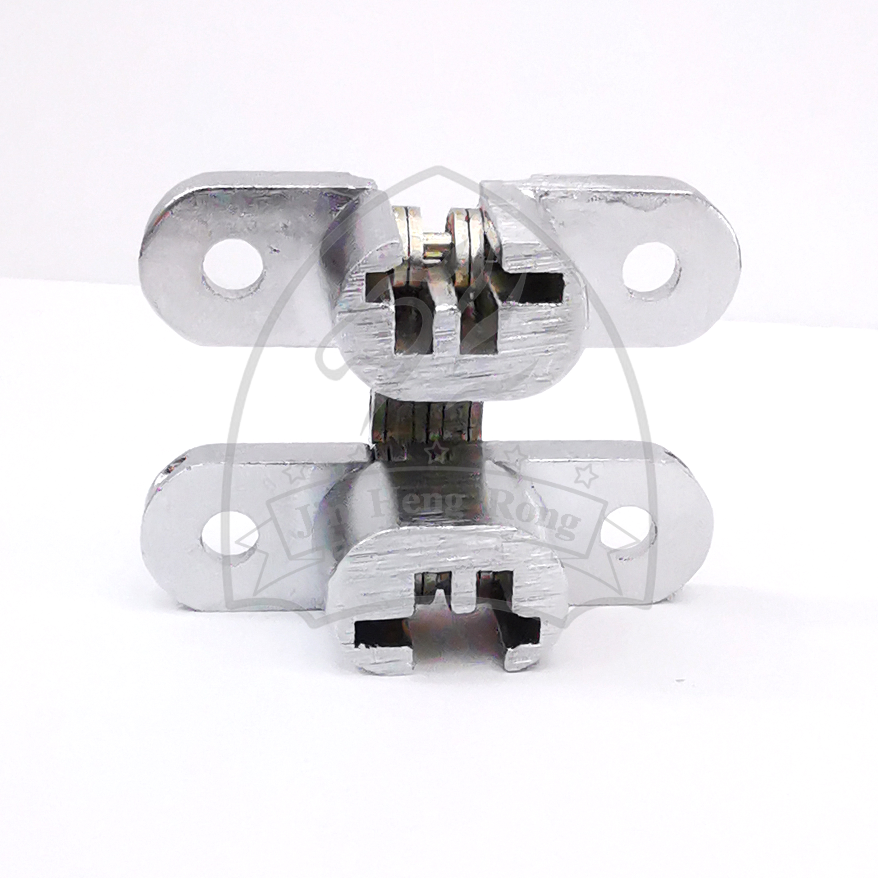 Cross hinge concealed folding door hinge thickened solid concealed Zinc-alloy chrome plated 180 degree countertop hinge Specification drawing
