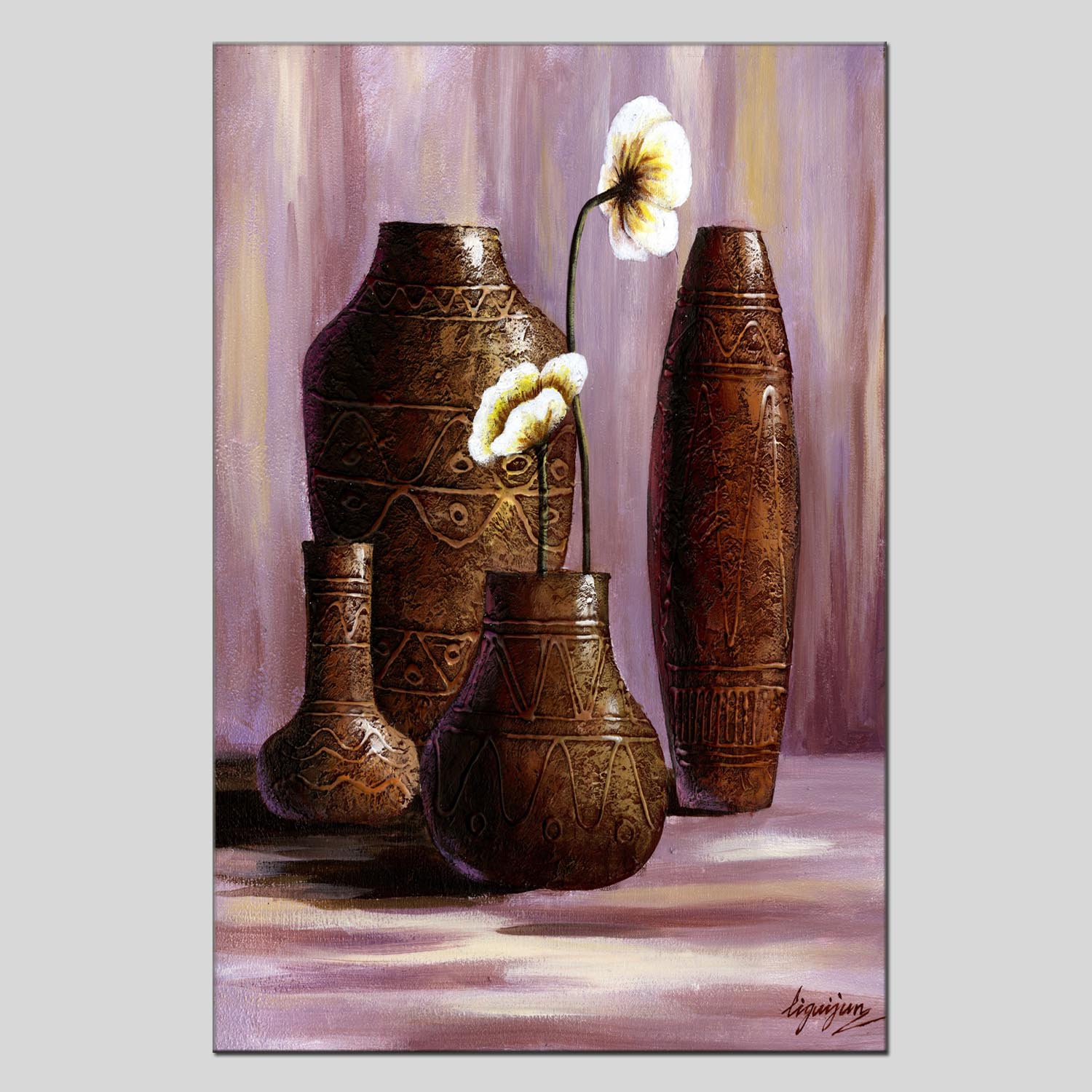 Vase 2 oilpainting Decorative Painting, Apartment and hotel matching painting, one-piece consignment factory, Oil Painting, living room and dining room triptyl Decorative painting, landscape Abstract Modern style, customizable oilpainting styles, Jiusheng pic 2