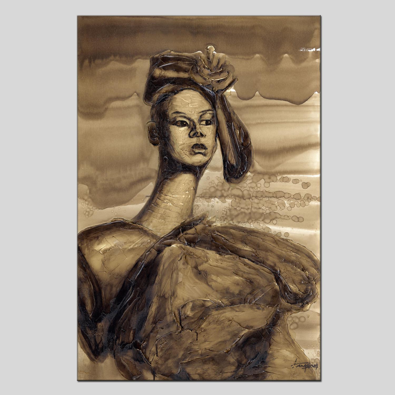 Figure oilpainting decorative paintings, apartment and hotel matching paintings, one-piece consignment factory, oilpainting, living room and dining room triptyl decorative paintings, landscape abstract modern style, customizable oilpainting styles, Jiusheng pic 20