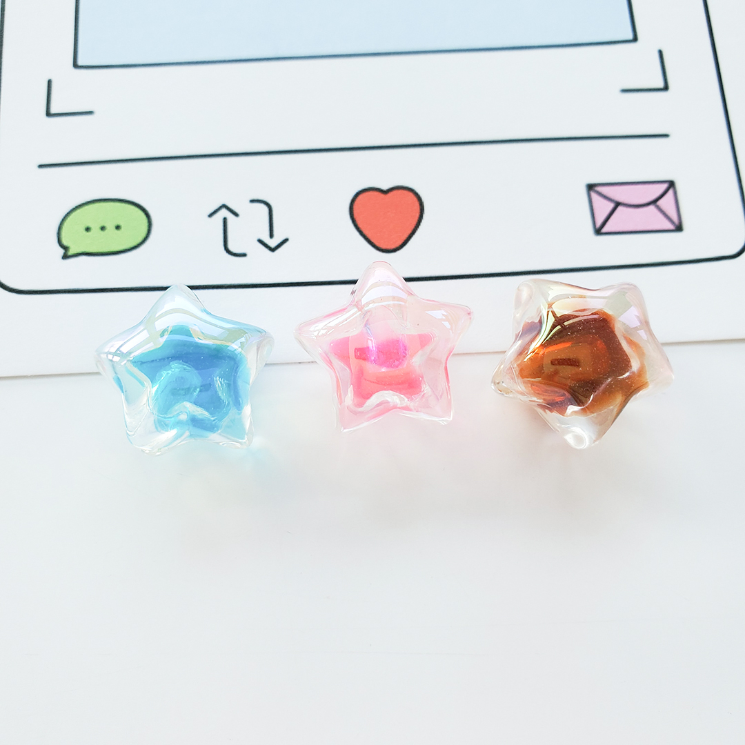 陈明饰品亚克力透明双色七彩五角星散珠DIY儿童发饰材料配件详情4