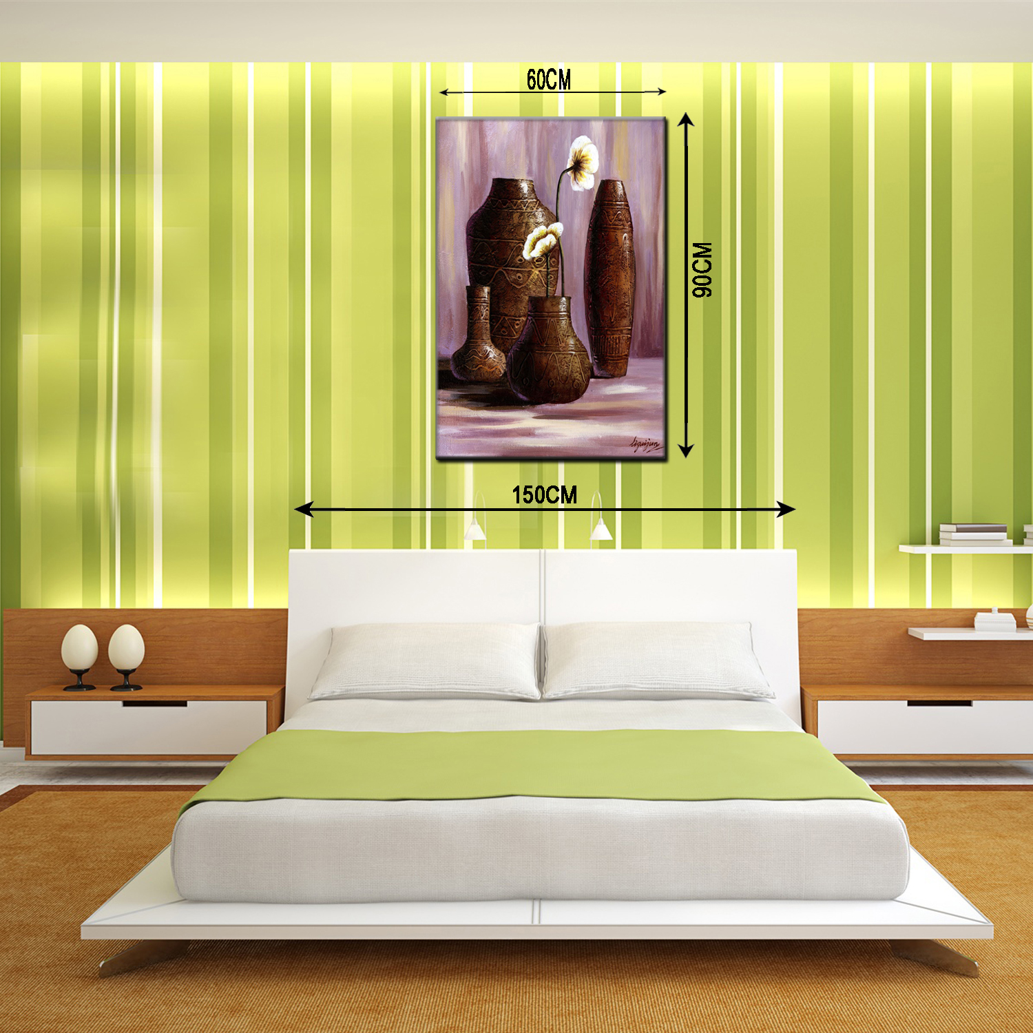 Vase 2 oilpainting Decorative Painting, Apartment and hotel matching painting, one-piece consignment factory, Oil Painting, living room and dining room triptyl Decorative painting, landscape Abstract Modern style, customizable oilpainting styles, Jiusheng pic 7
