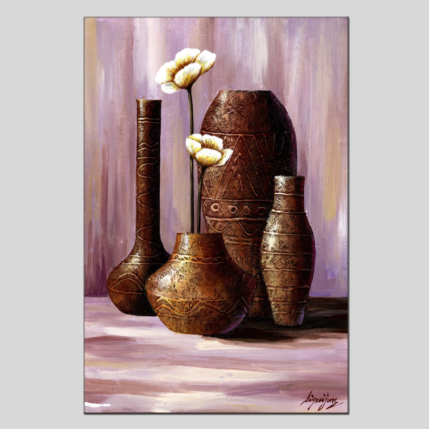 Vase 2 oilpainting Decorative Painting, Apartment and hotel matching painting, one-piece consignment factory, Oil Painting, living room and dining room triptyl Decorative painting, landscape Abstract Modern style, customizable oilpainting styles, Jiusheng pic 8