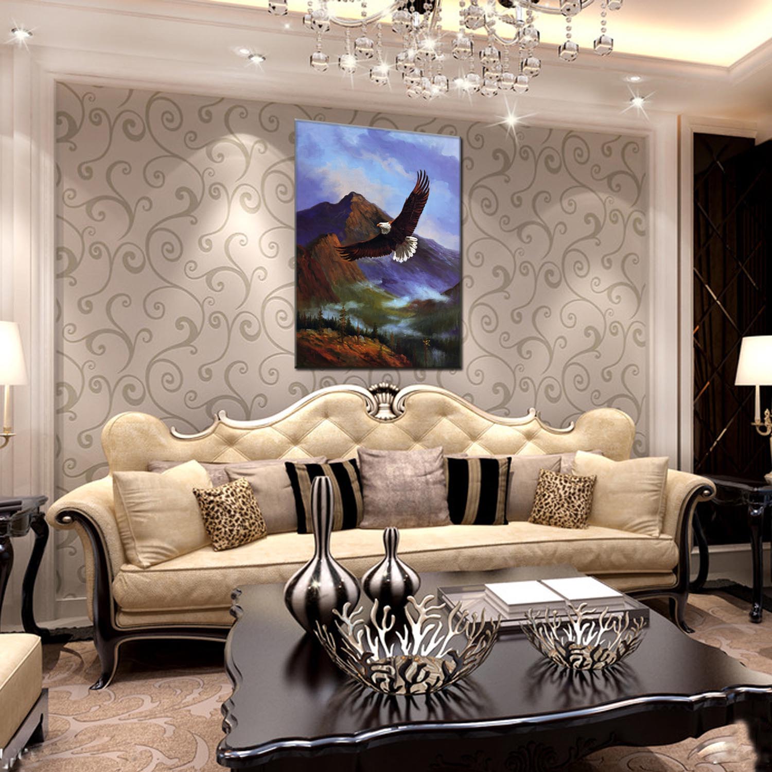 Oil painting decorative paintings, apartment and hotel accessories, one-piece consignment factory, oilpainting, living room and dining room triptyl decorative paintings, landscape abstract cartoon, modern style, customizable, various oilpainting styles, Jiusheng pic 11