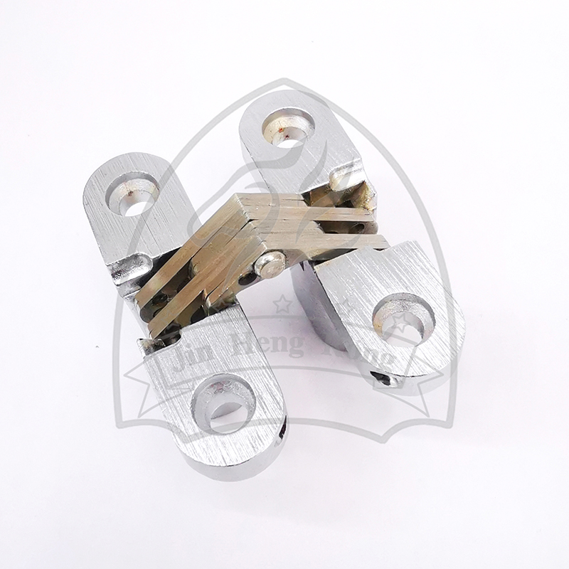 Cross hinge concealed folding door hinge thickened solid concealed Zinc-alloy chrome plated 180 degree countertop hinge full figure