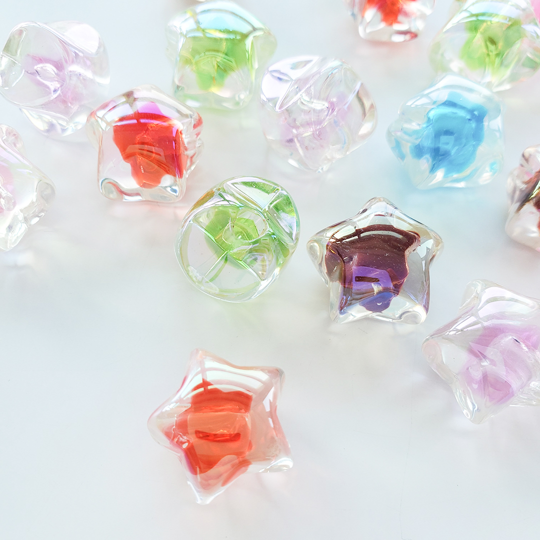 陈明饰品亚克力透明双色七彩五角星散珠DIY儿童发饰材料配件详情3