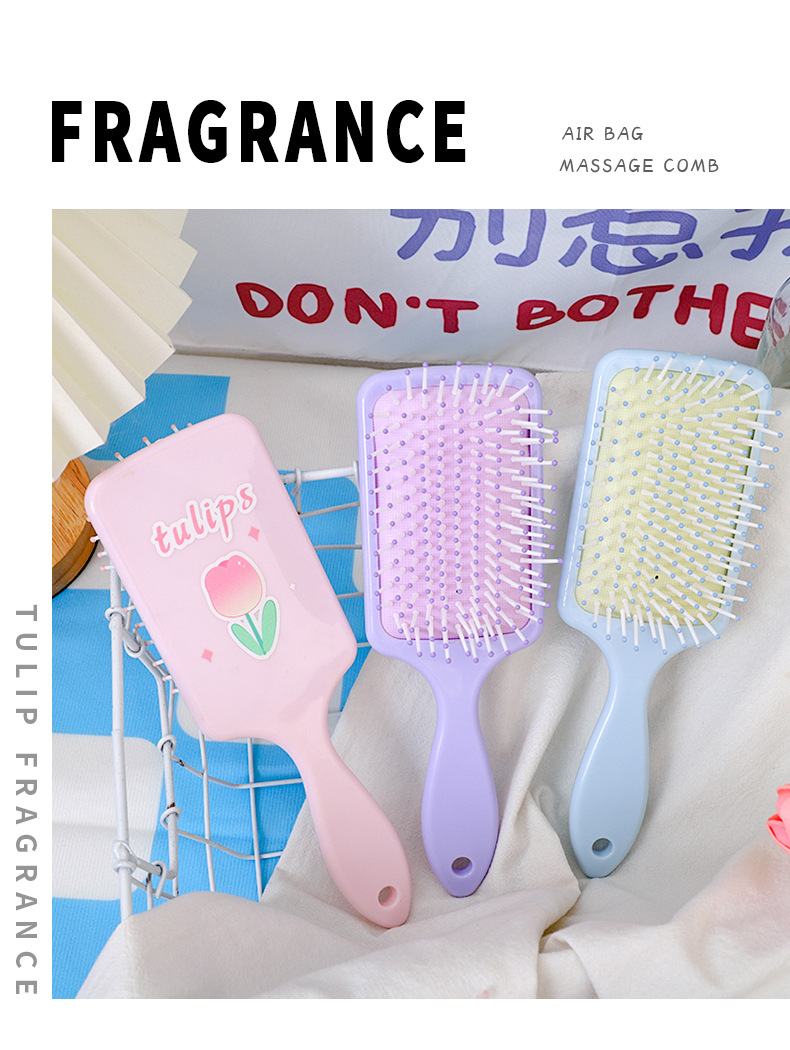Tulip fragrance air bag massage comb for women, home air cushion comb with fragrance, plastic hair smoothing comb, hair care comb pic 1