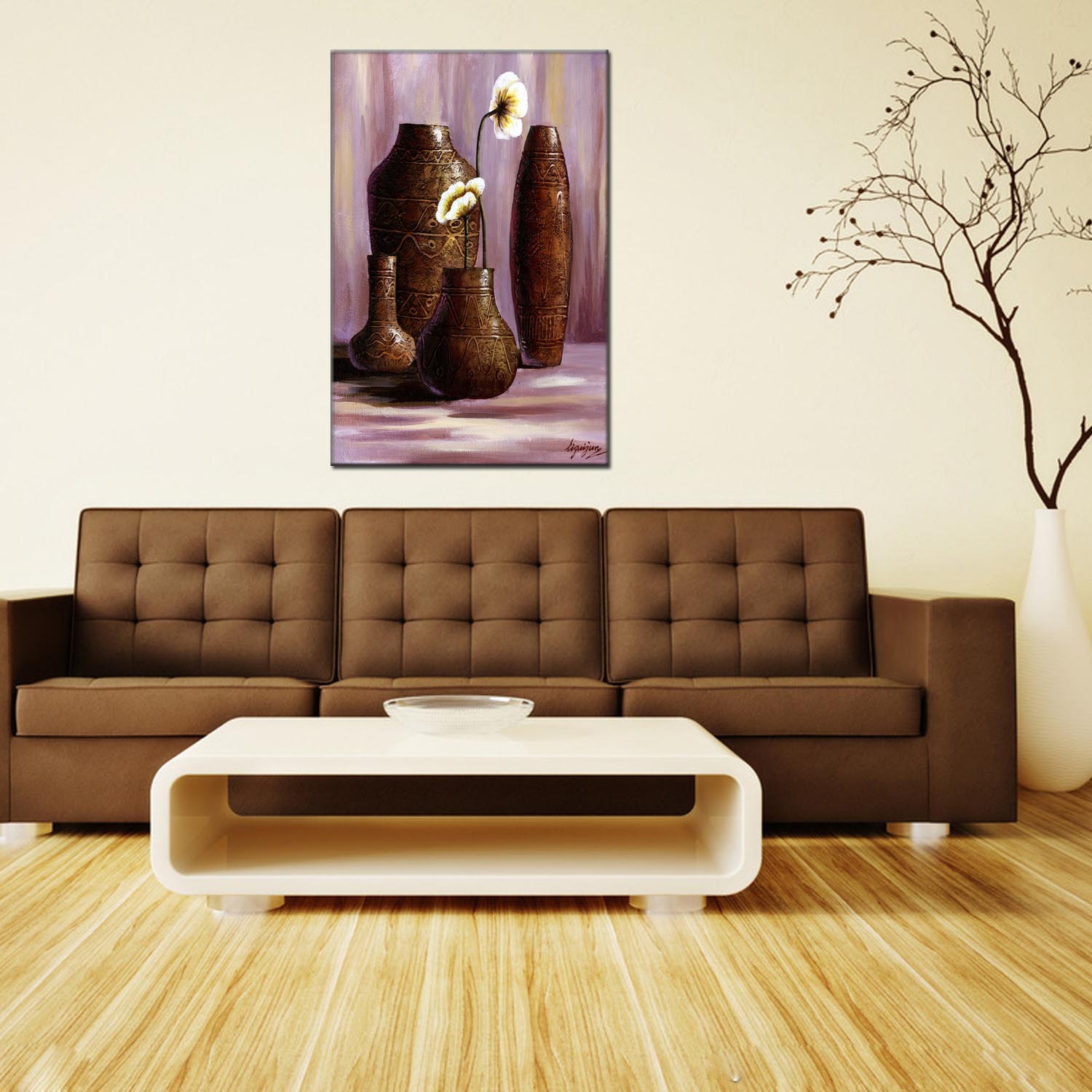 Vase 2 oilpainting Decorative Painting, Apartment and hotel matching painting, one-piece consignment factory, Oil Painting, living room and dining room triptyl Decorative painting, landscape Abstract Modern style, customizable oilpainting styles, Jiusheng pic 4