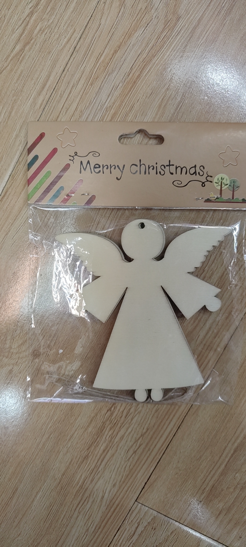 天使圣诞圣诞节木头片挂件3片opp袋包装