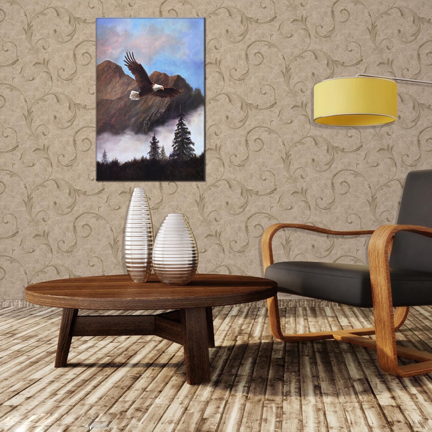 Oil painting decorative paintings, apartment and hotel accessories, one-piece consignment factory, oilpainting, living room and dining room triptyl decorative paintings, landscape abstract cartoon, modern style, customizable, various oilpainting styles, Jiusheng pic 5