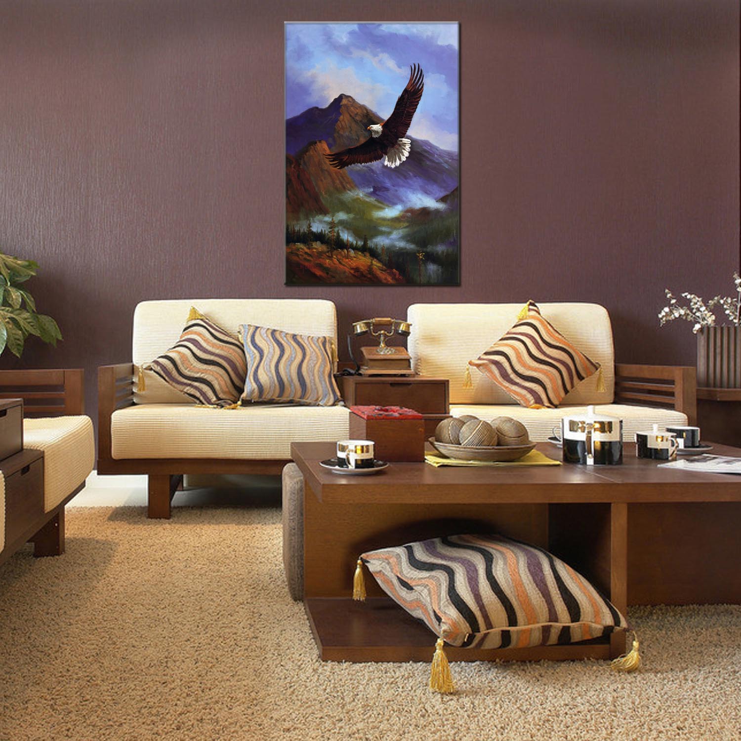 Oil painting decorative paintings, apartment and hotel accessories, one-piece consignment factory, oilpainting, living room and dining room triptyl decorative paintings, landscape abstract cartoon, modern style, customizable, various oilpainting styles, Jiusheng pic 9