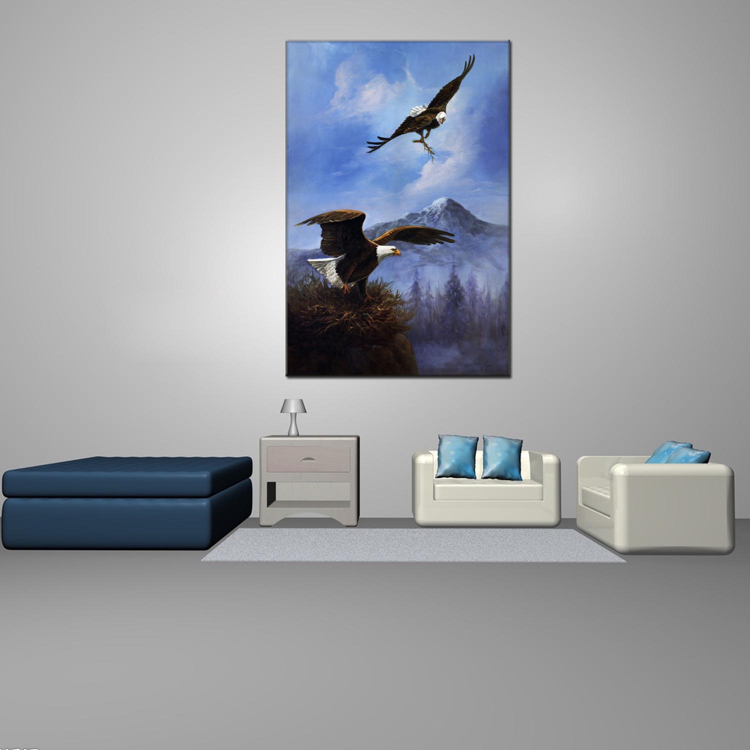 Animal oilpainting decorative paintings, apartment and hotel matching paintings, one-piece consignment factory, oilpainting, living room and dining room triptyl decorative paintings, landscape abstract modern style, customizable oilpainting styles, Jiusheng pic 4