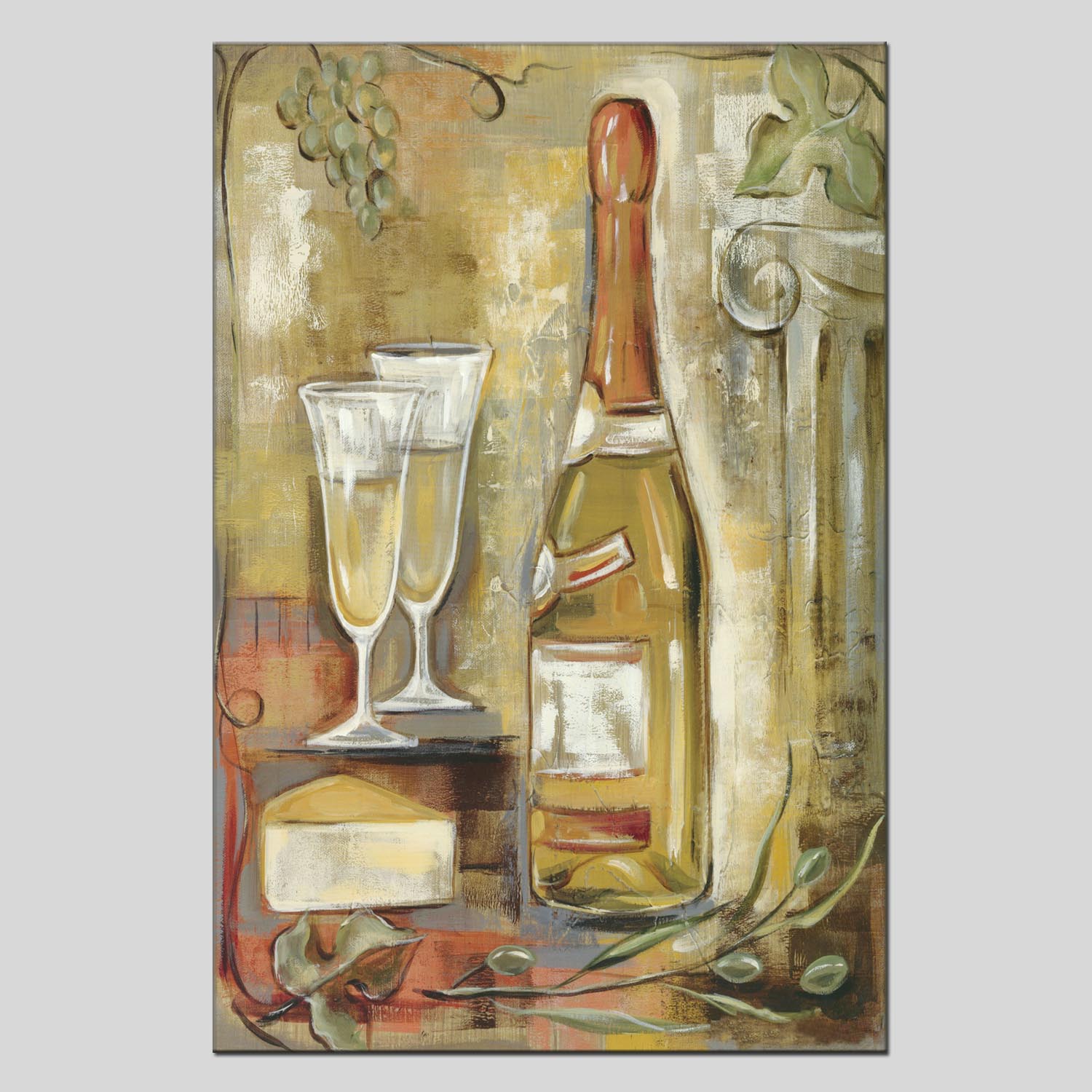 Wine bottle series oilpainting decorative paintings, apartment and hotel matching paintings, one-piece consignment factory, oilpainting, living room and dining room triptyl decorative paintings, landscape abstract modern style, customizable oilpainting styles, Jiusheng pic 2