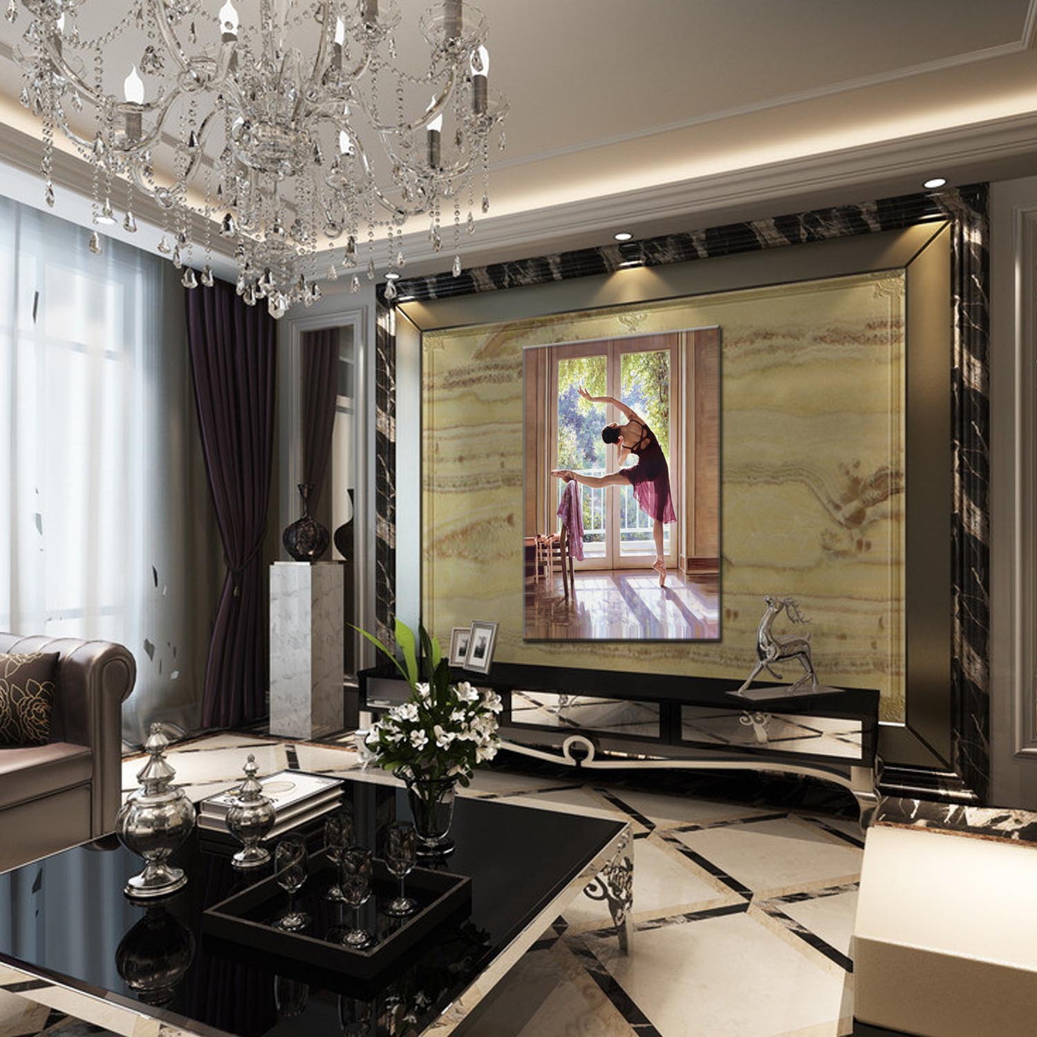 Figure 2 oilpainting Decorative painting, apartment hotel matching painting, one-piece consignment factory, Oil painting, living room and dining room triptyl decorative painting, landscape abstract, modern style, customizable, various oilpainting styles, Jiusheng pic 15