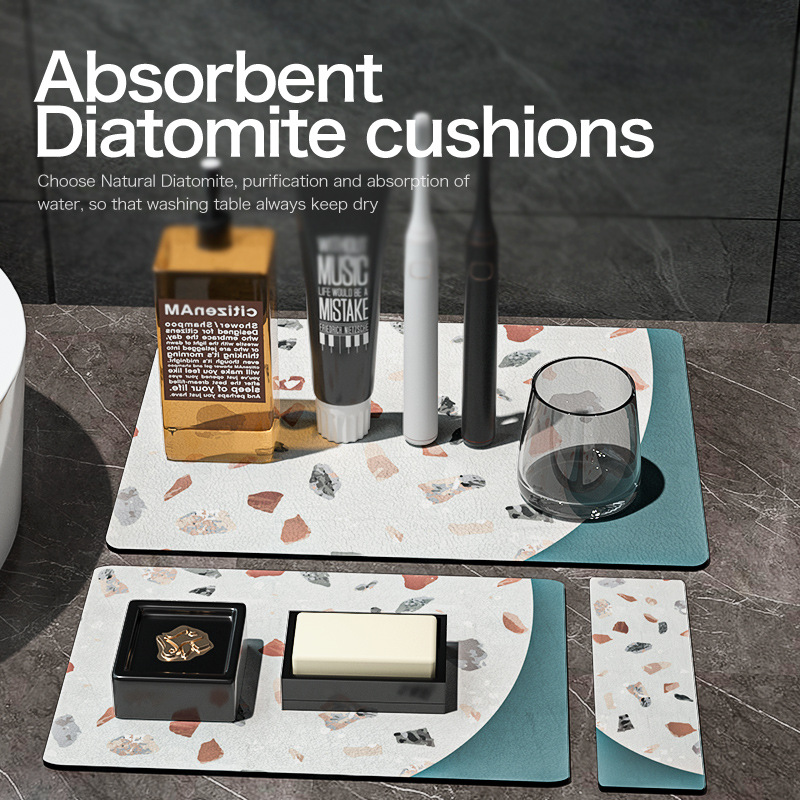 PU leather kitchen counter top drain mat