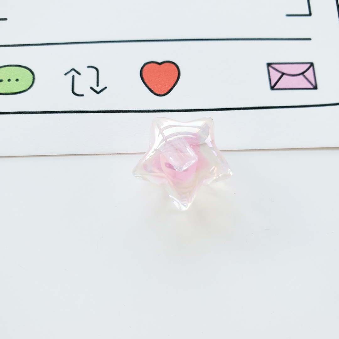 陈明饰品亚克力透明双色七彩五角星散珠DIY儿童发饰材料配件详情7