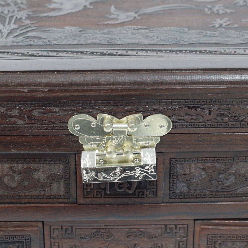 红酸枝巴里黄檀红木首饰盒30*21*23复古结婚陪嫁嫁妆珠宝梳妆盒子详情8