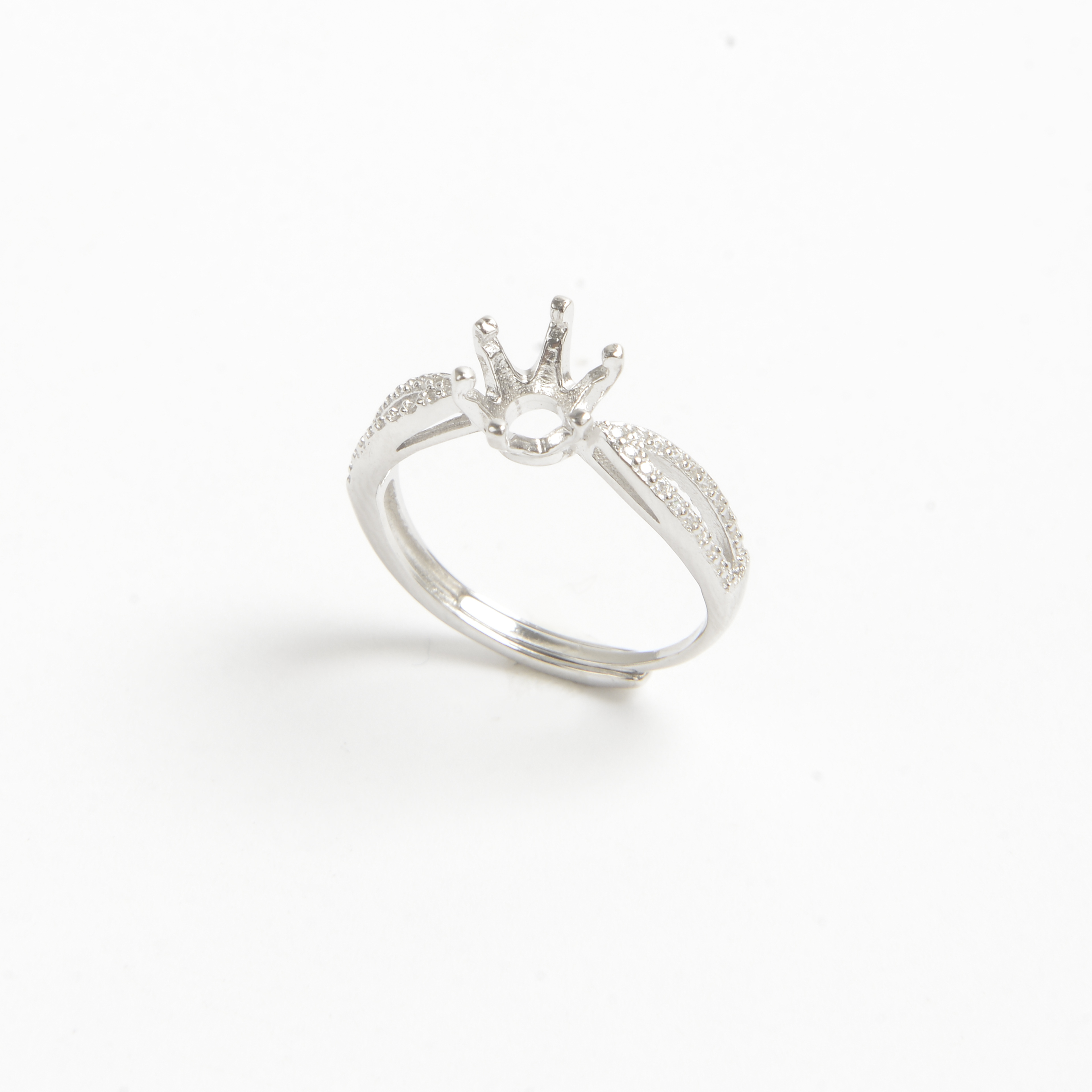 925 Silver crown shape six claw ring ring support jewelry accessories