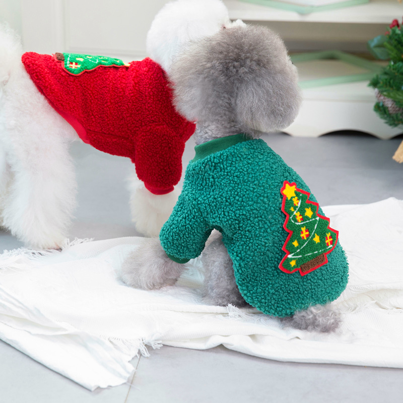 Pet clothing, Santa Claus gifts, Christmas reindeer, Christmas tree velvet coat, winter style, warm, comfortable and soft pet dog clothes pic 5