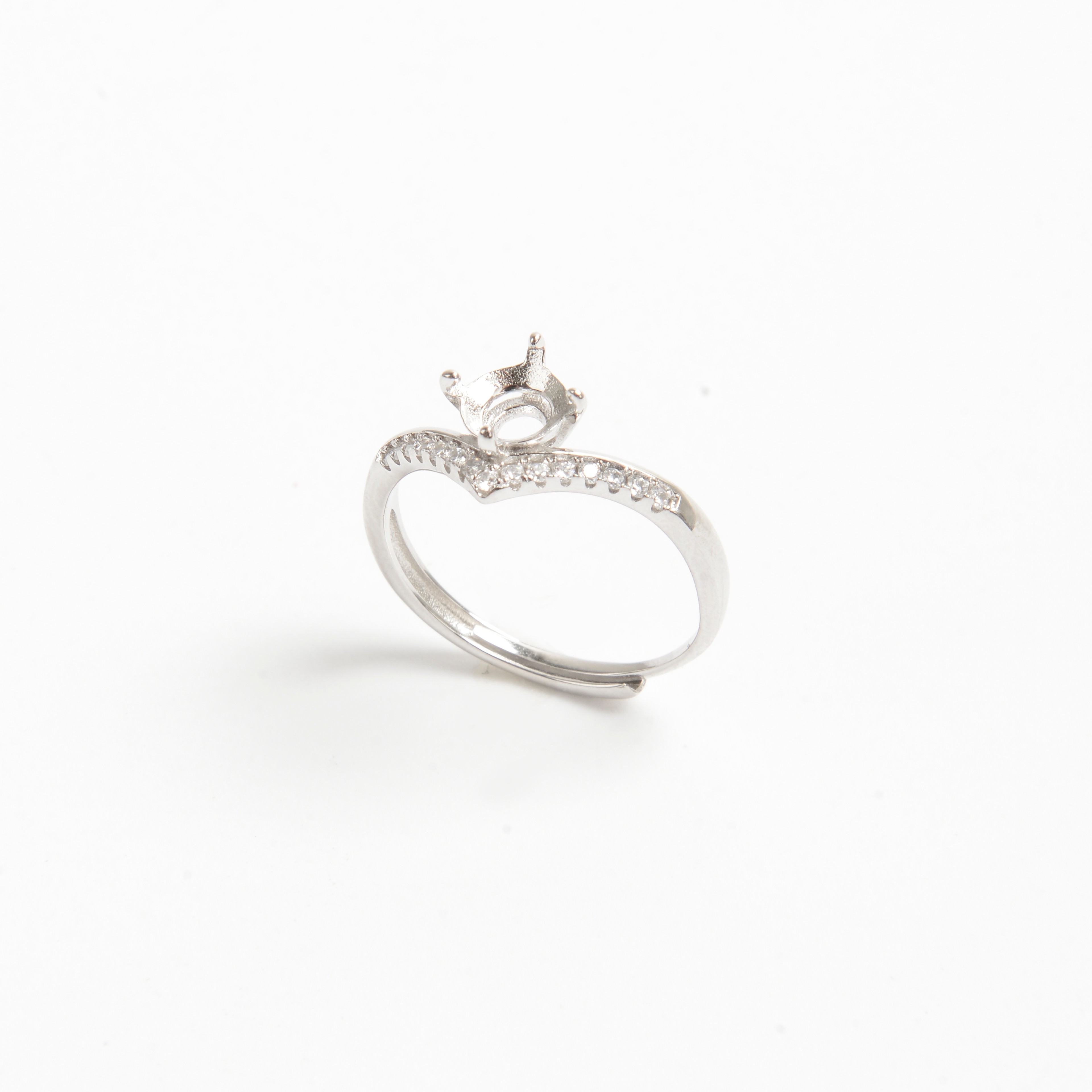 925 Silver crown modeling four claw ring ring support jewelry accessories