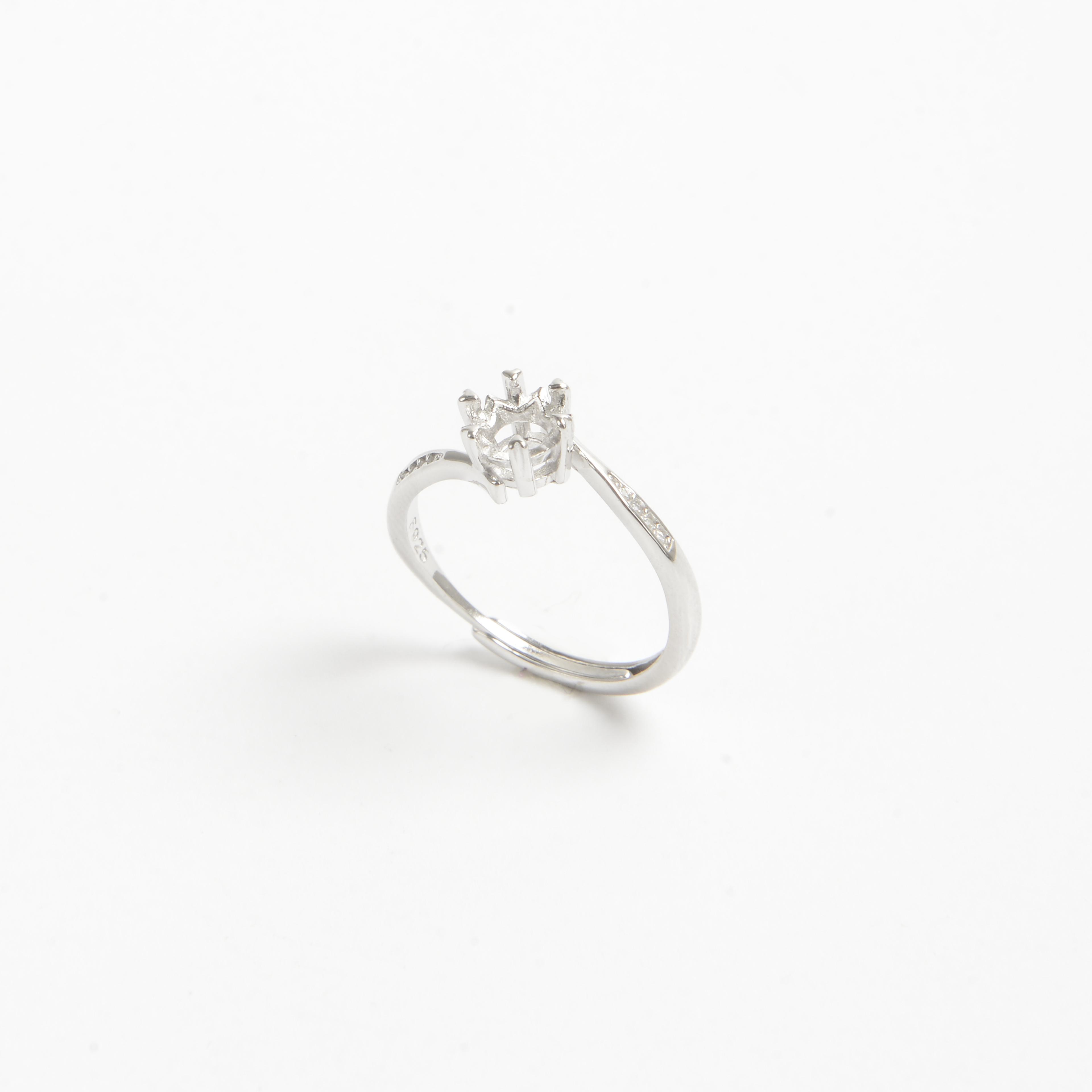 925 Silver Fashion Twist arm 6-claw ring Rest