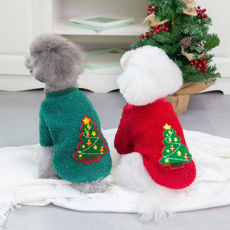 Pet clothing, Santa Claus gifts, Christmas reindeer, Christmas tree velvet coat, winter style, warm, comfortable and soft pet dog clothes Specification image