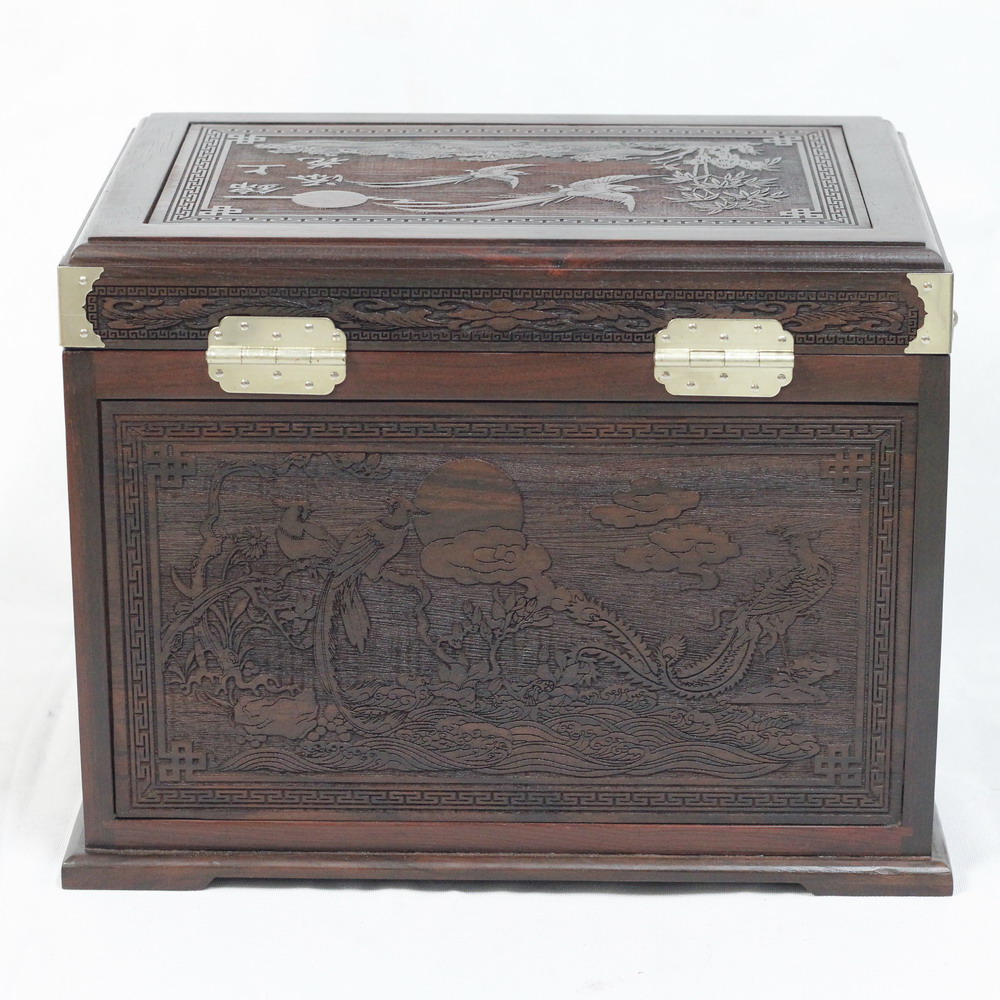 红酸枝巴里黄檀红木首饰盒30*21*23复古结婚陪嫁嫁妆珠宝梳妆盒子详情5