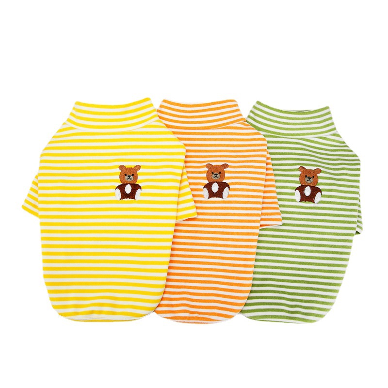 Pet Clothing New Dog Bear Striped Bottom Coat Winter New Fabric Thick Soft Warm Dog Cute Clothing Item Picture