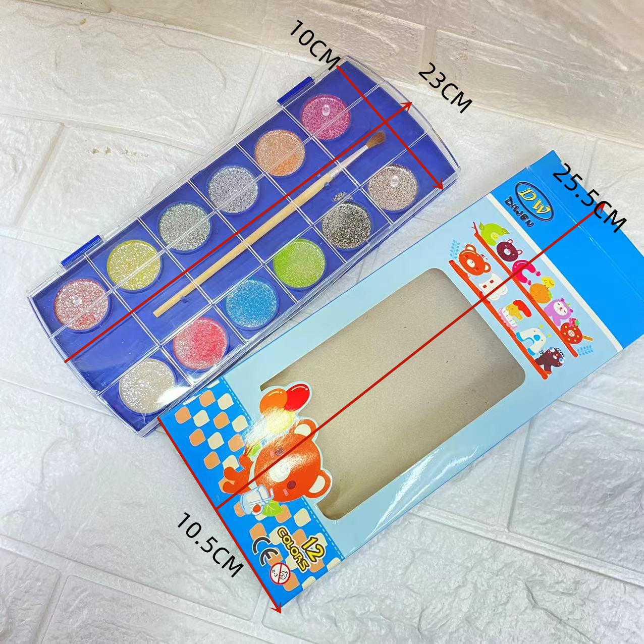 厂家直销固体水彩颜料12色固体粉饼儿童绘画套装固体水粉颜料批发