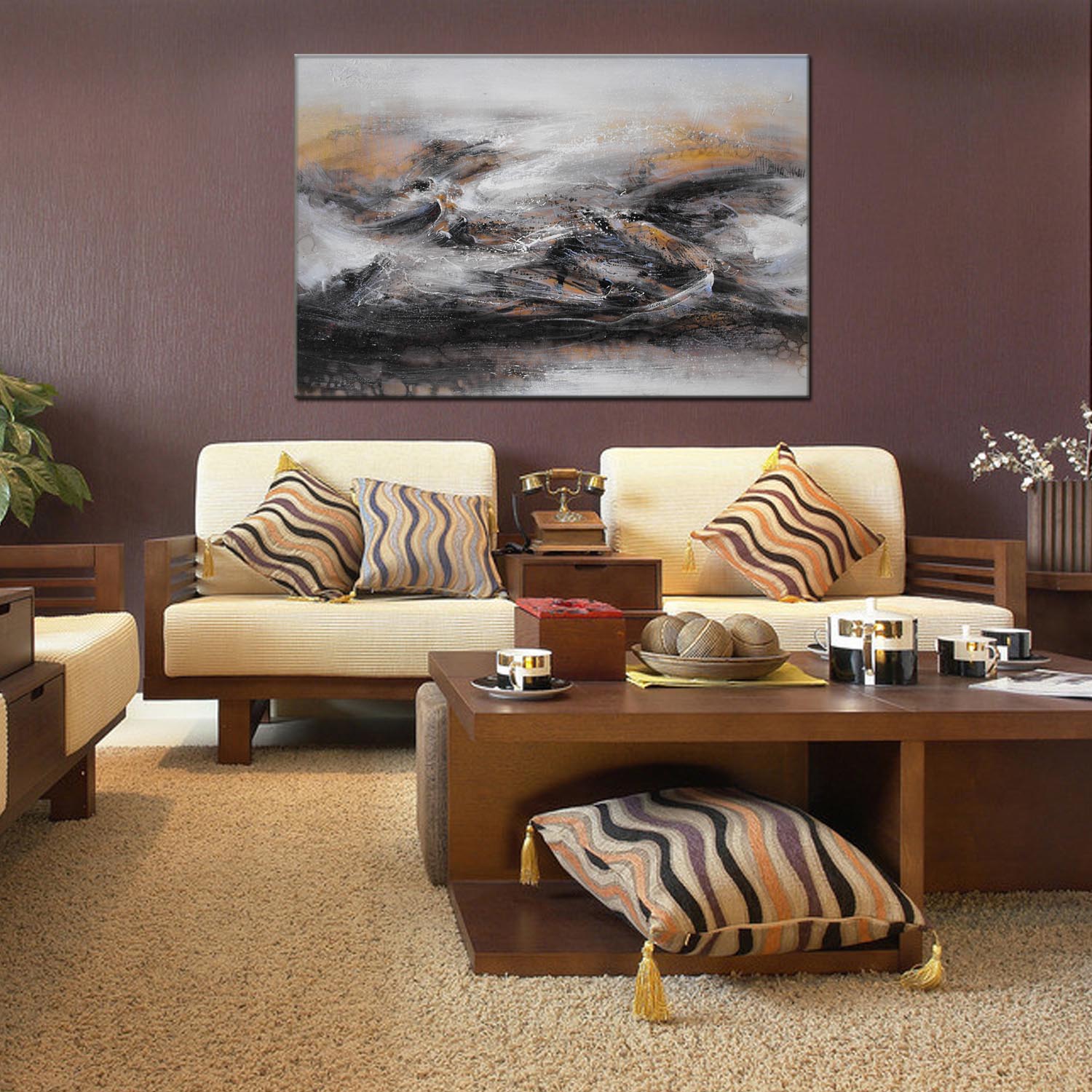 Factory direct sales of living room and bedroom oil paintings, hotel and hotel abstract landscape decorative paintings, various styles of oil paintings, abstract modern style decorative paintings, customizable various oil paintings, also customizable specifications of triptych, hand-painted three-dimensional paintings, 213 pic 1
