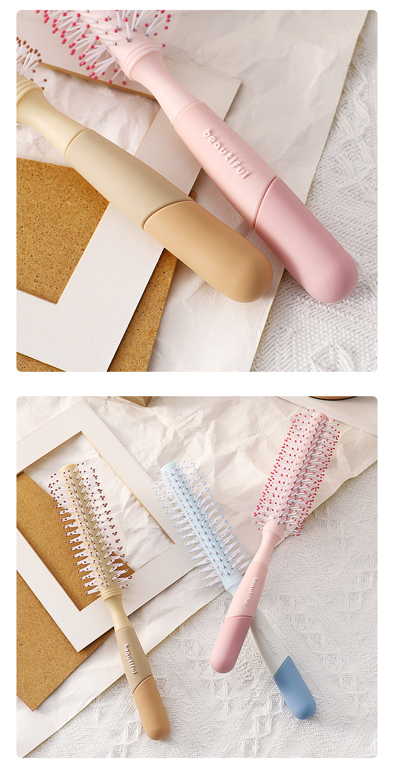 时尚撞色卷发梳圆润光滑软梳齿可爱少女心长柄卷发梳居家美发梳子详情7