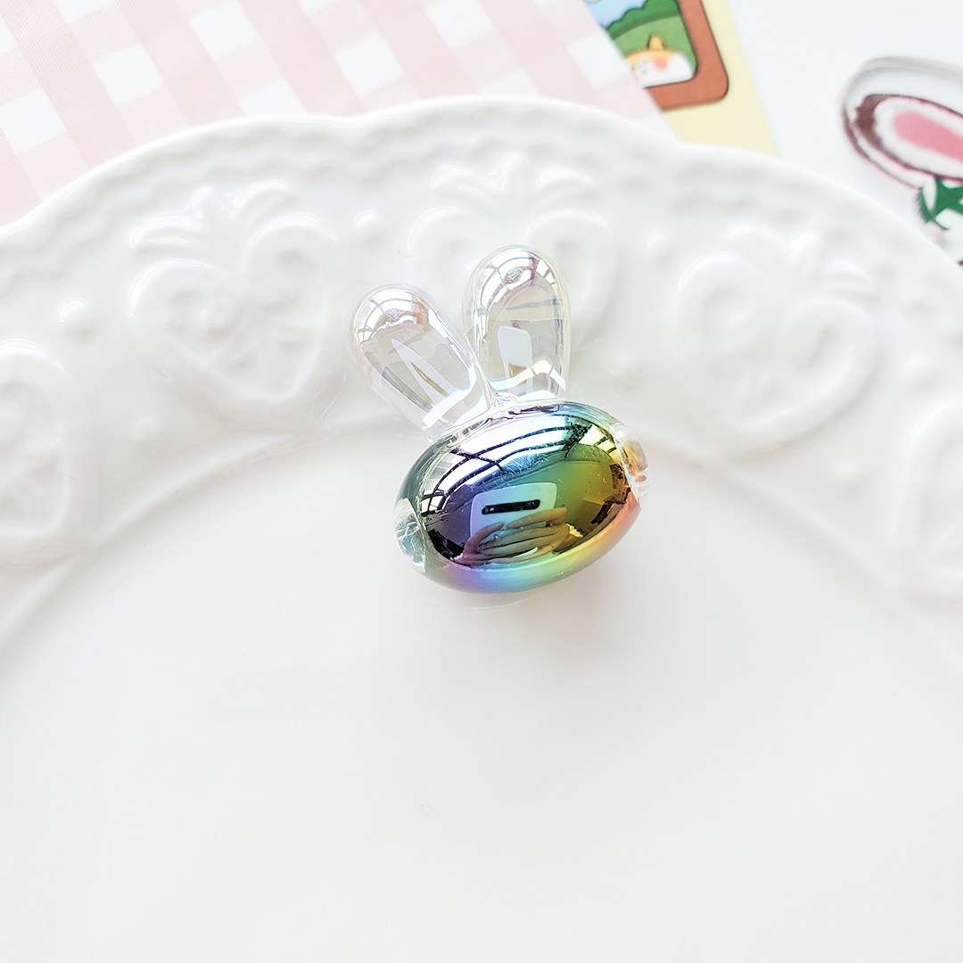 Little rabbit head bead acrylic Korean seven-color magic cartoon candy color bead middle bead hair string material pic 16