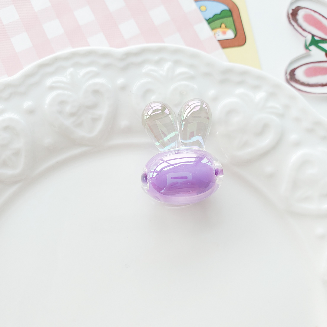 Little rabbit head bead acrylic Korean seven-color magic cartoon candy color bead middle bead hair string material pic 10