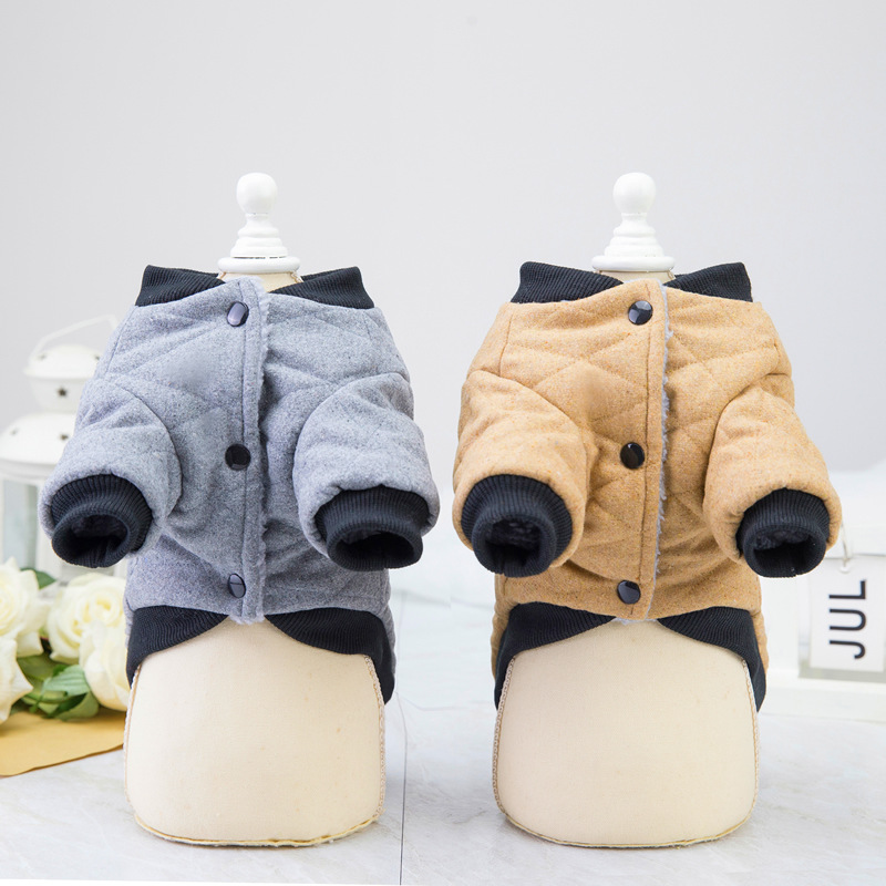 New Dog Clothes Fashion Plaid Cotton-Padded Fabric Comfortable Clothes Autumn And Winter Fashion Dog Cold Thick Warm Pet Clothes details Picture