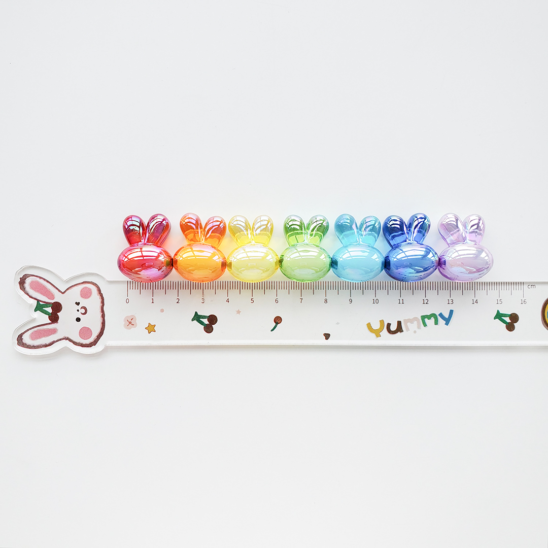 Little rabbit head bead acrylic Korean seven-color magic cartoon candy color bead middle bead hair string material pic 4
