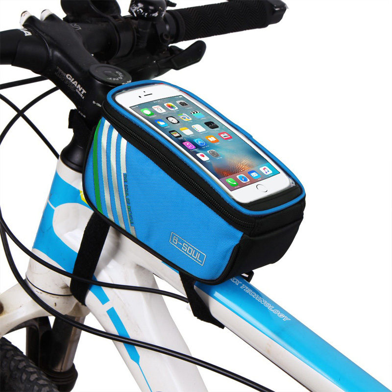 YA207 Touchscreen Bag, mountain bike touchscreen bag, bike phone bag, upper tube bag, front beam bag, cycling equipment, front beam bag Application Scenario