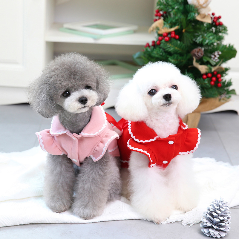 Pet Dog Clothing New Christmas Princess Woolen Dress Christmas Dress Fashion Beautiful Woolen Fabric Cold Dog Clothing details Picture