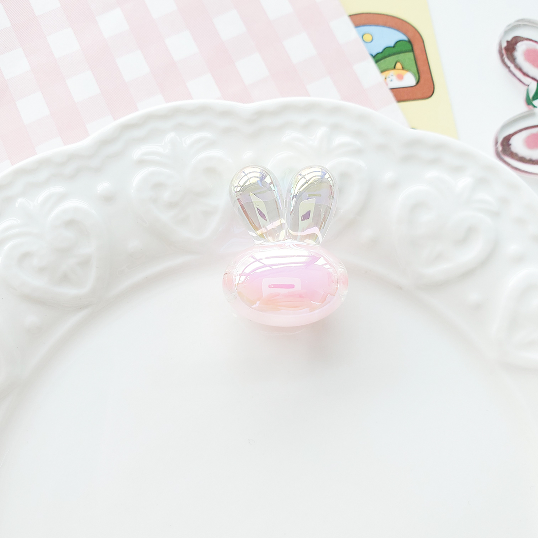 Little rabbit head bead acrylic Korean seven-color magic cartoon candy color bead middle bead hair string material pic 8