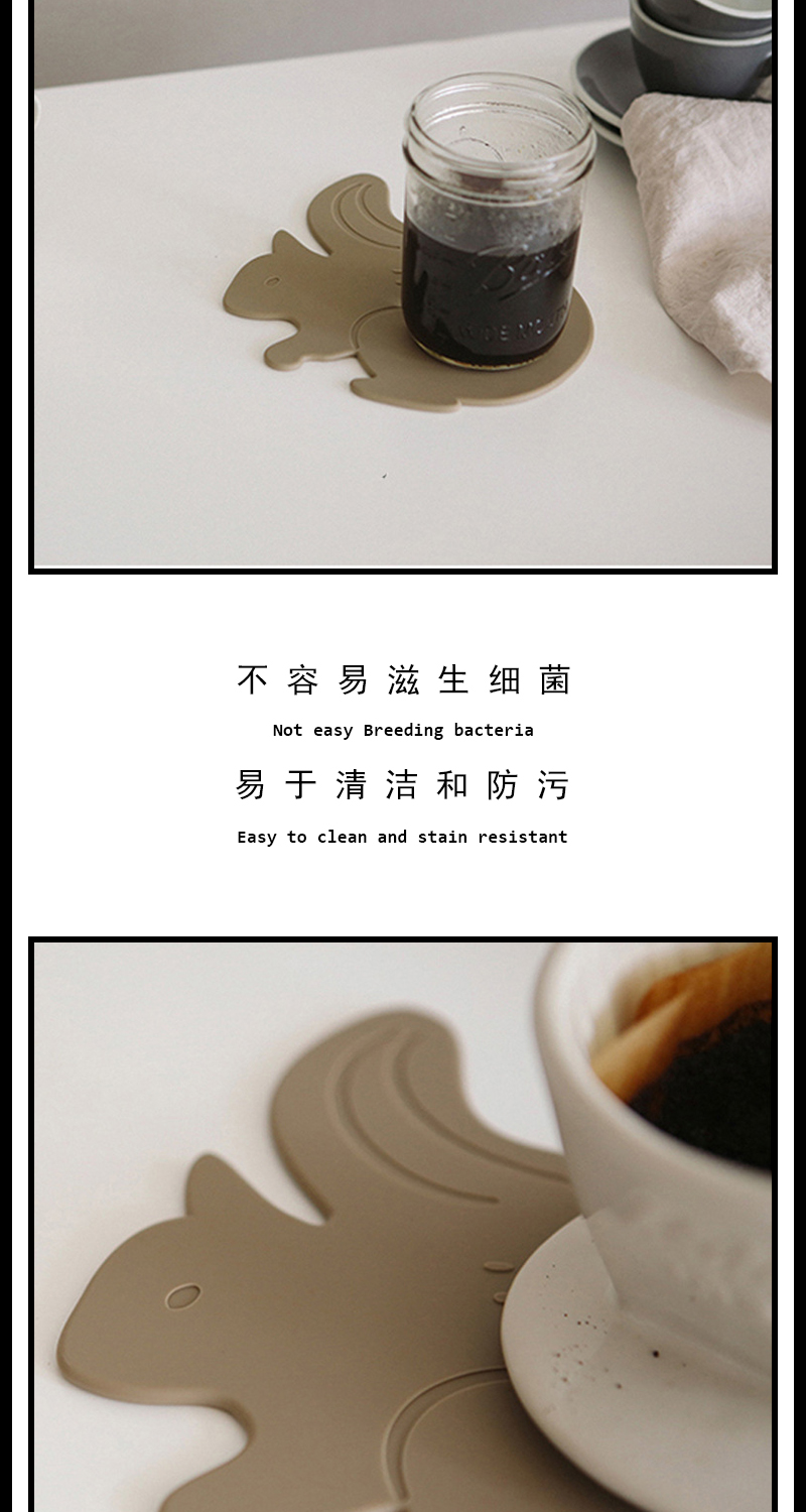 韩版创意简约硅胶云朵杯垫 橡木叶锅垫 松鼠餐垫 小白兔硅胶杯垫详情4