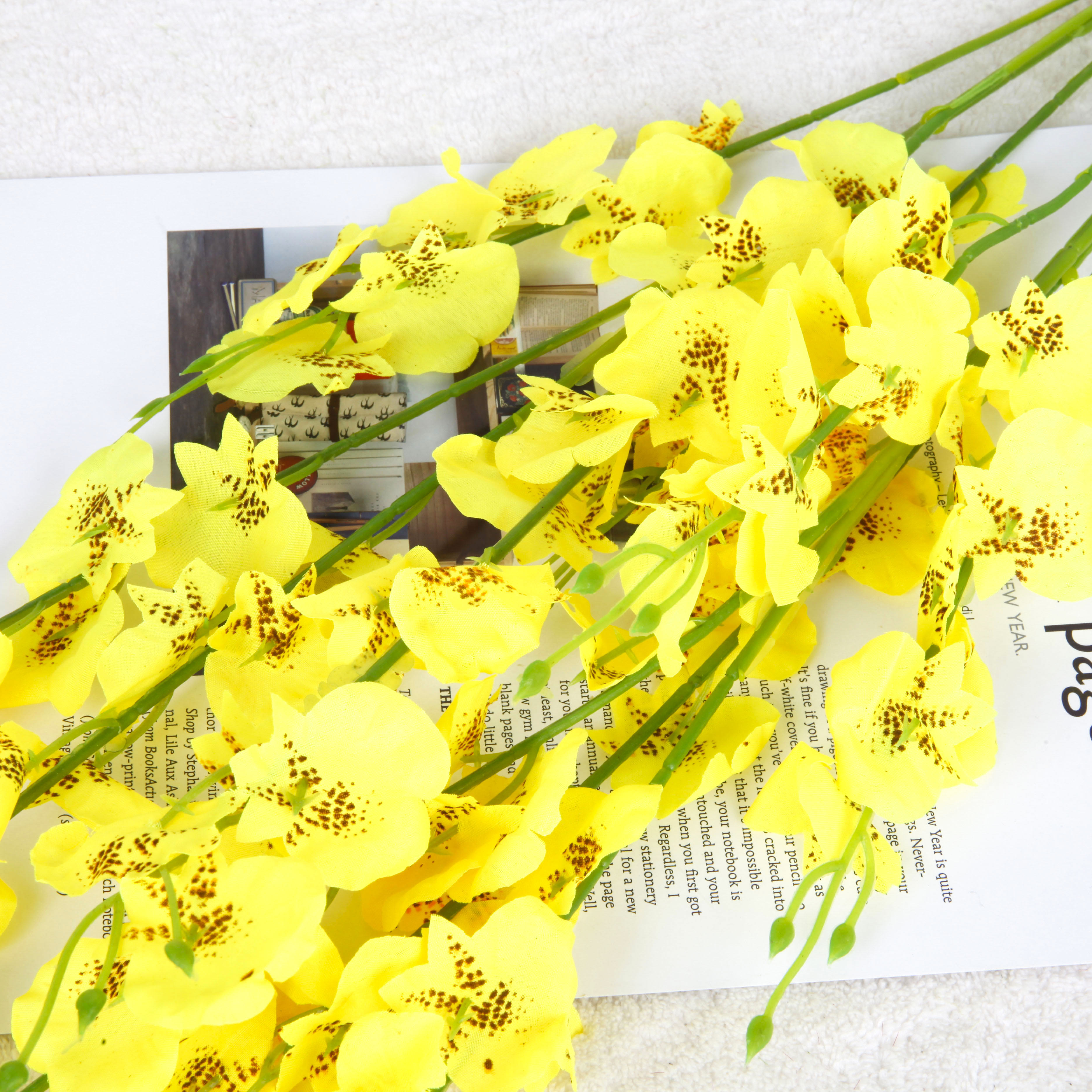 Simulation dancing blue yellow fake flower Orchid orchid Phalaenopsis bouquet home decoration artificial flower simulation flower wholesale