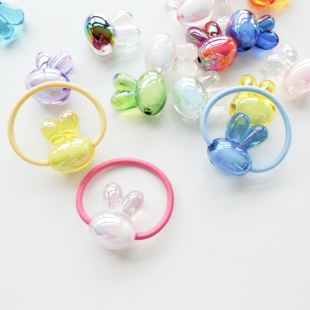 Little rabbit head bead acrylic Korean seven-color magic cartoon candy color bead middle bead hair string material pic 7