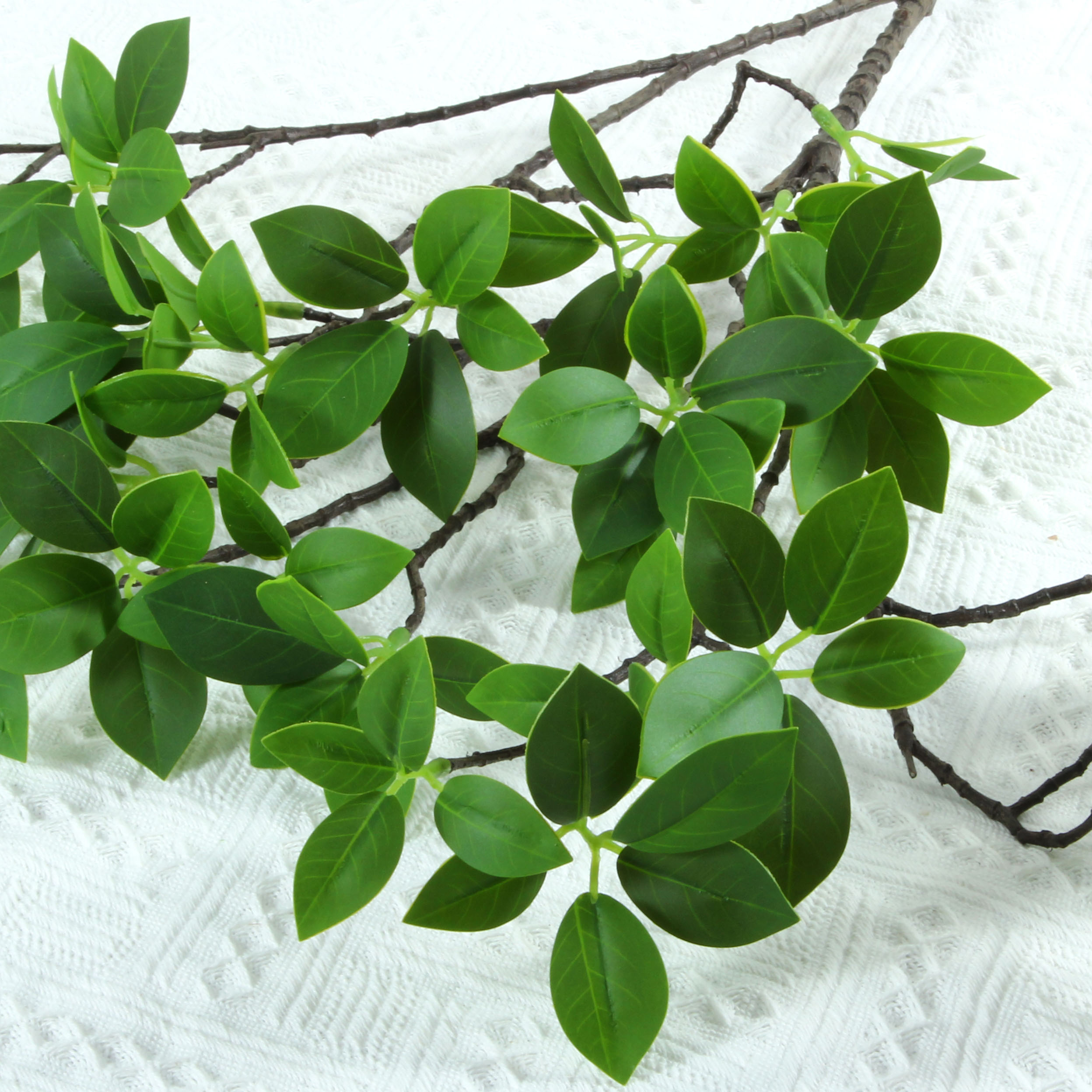 Simulation green leaf plant feel Banyan tree leaves Milano branch garden landscape home window project simulation leaves green leaf banyan tree leaves realistic green plant thumbnail